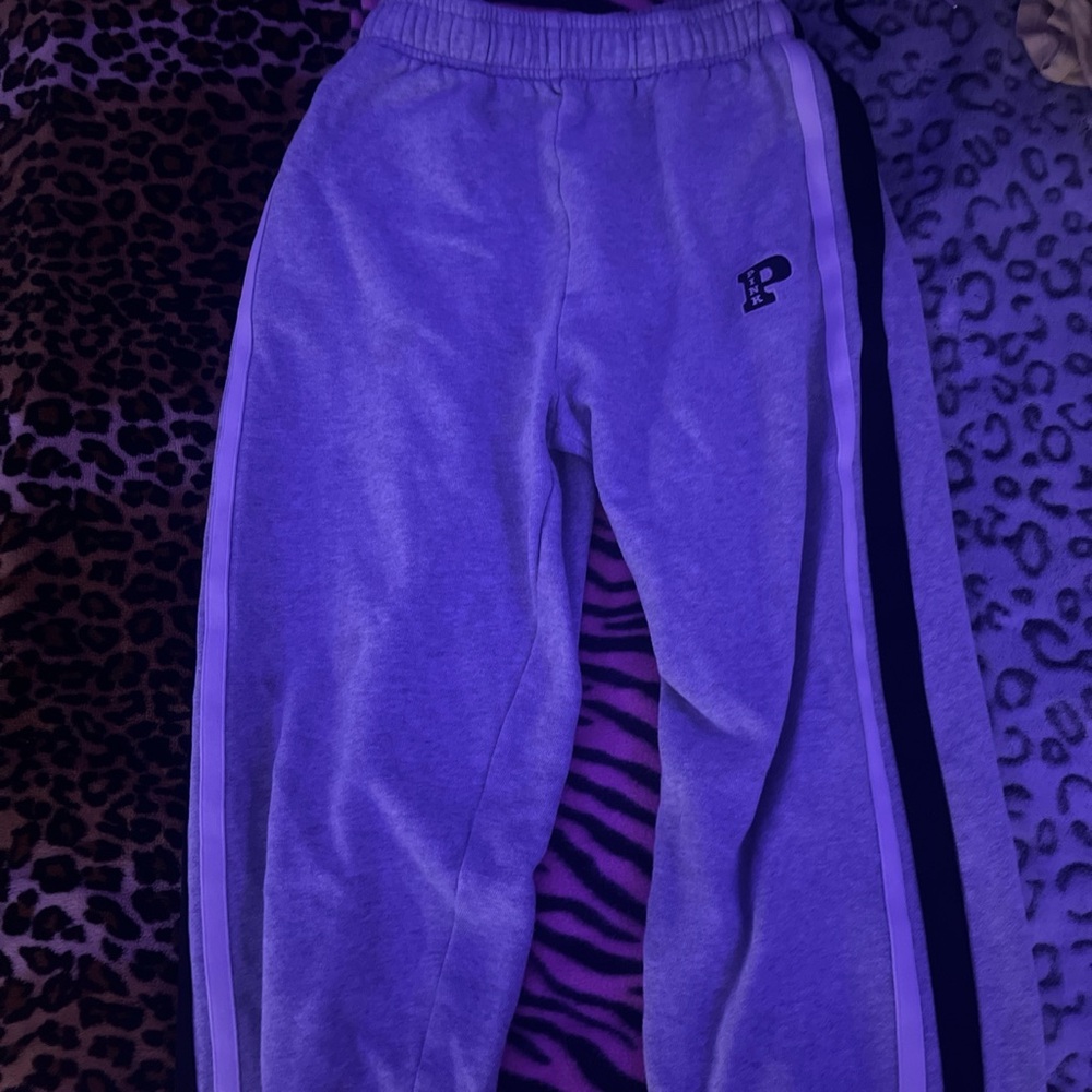 PINK Victoria's Secret Gray Sweatpants with Black and White Stripes